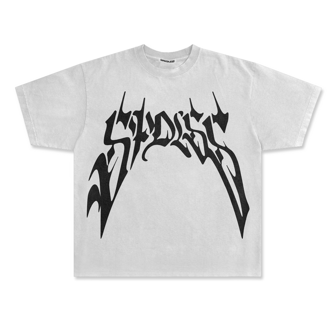 Black print tee - Light grey